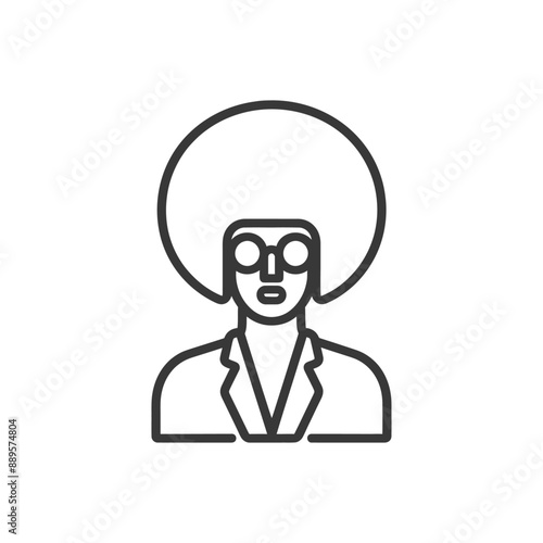 man with afro hair style in minimalist line art icon logo symbol
