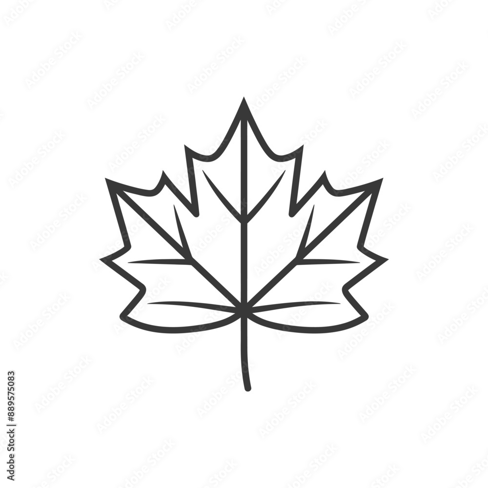 Fototapeta premium maple leaf in minimalist line art icon logo symbol