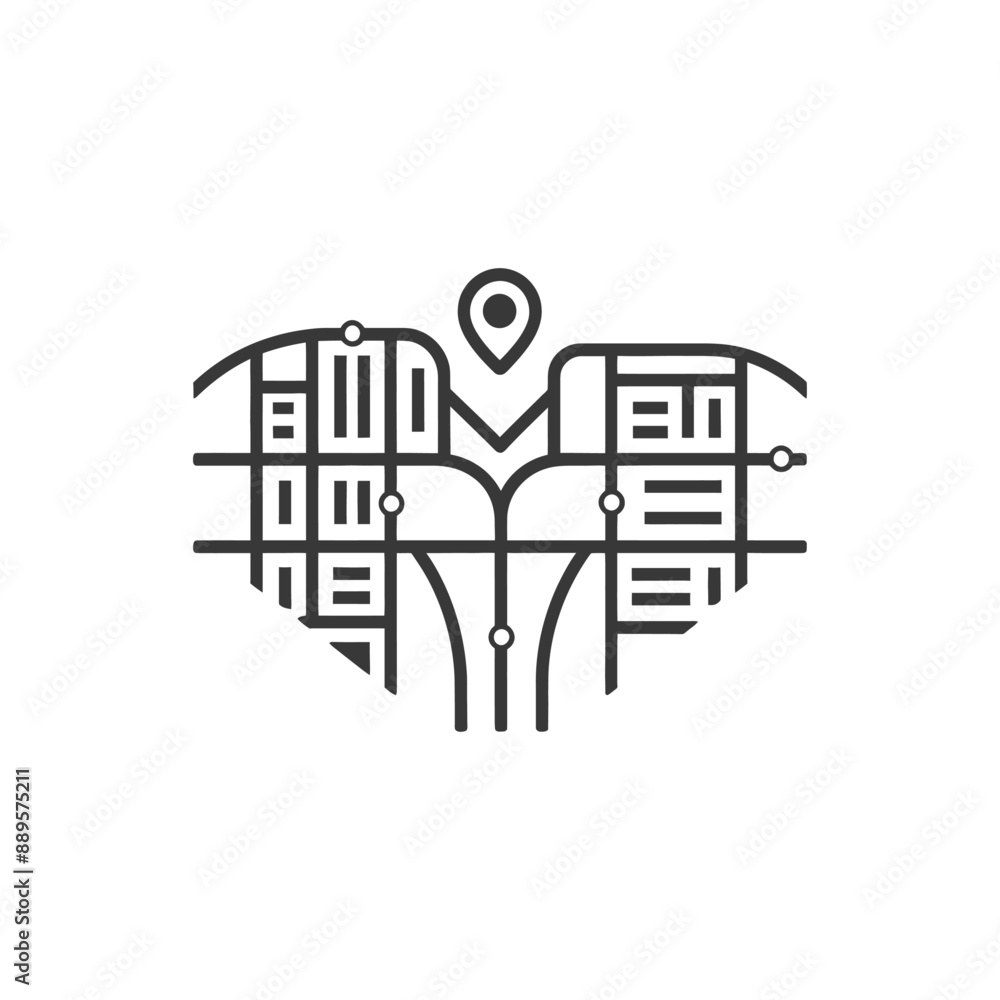 map in minimalist line art icon logo symbol map in minimalist line art icon logo symbol