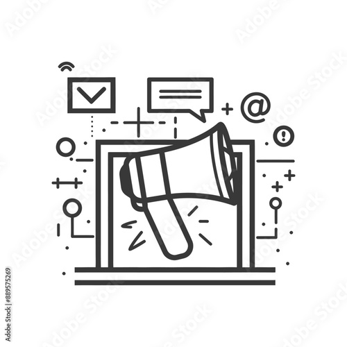 marketing in minimalist line art icon logo symbol