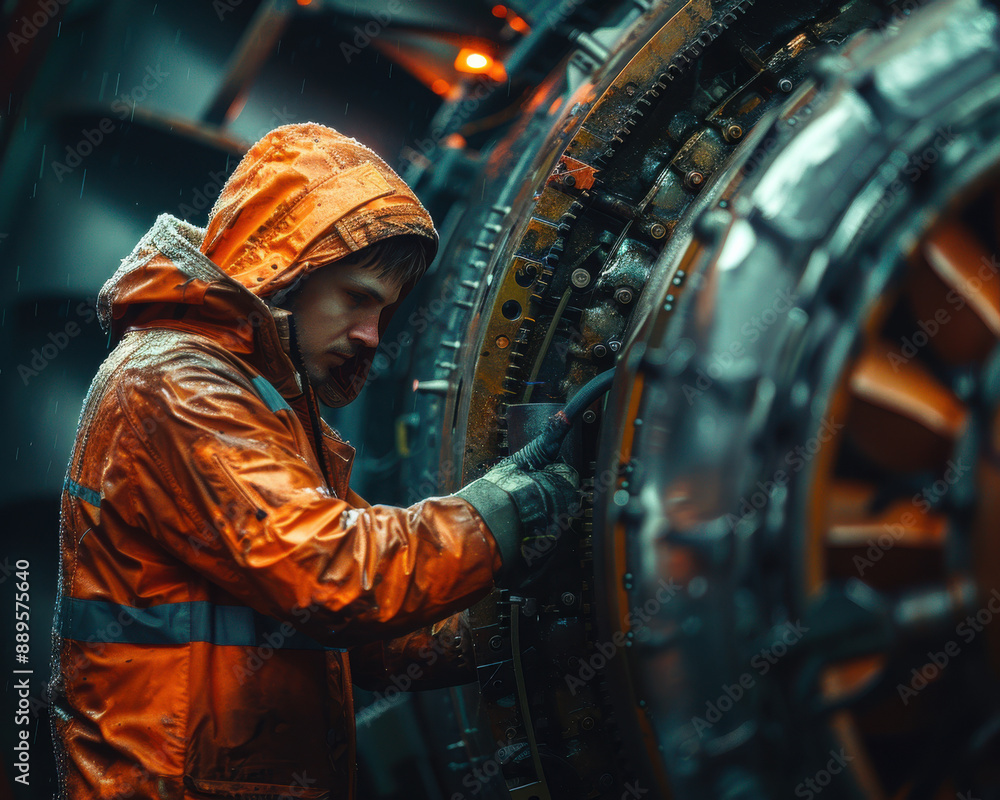 Jet engine mechanic at work Jet engine mechanic at work