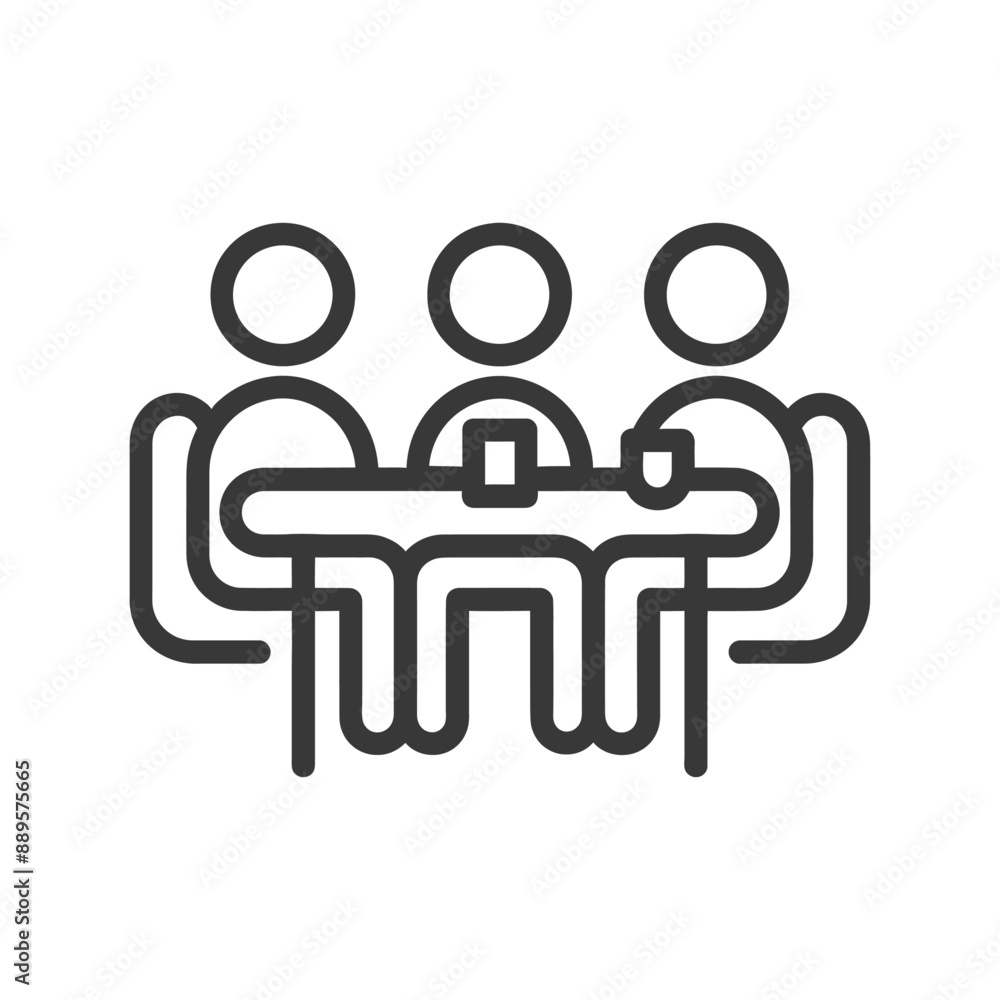 Minimalist Line Art: Three People Playing Cards at a Table Minimalist Line Art: Three People Playing Cards at a Table