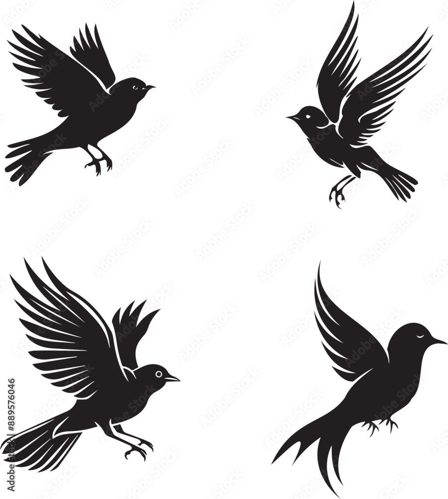 Obraz premium Bird set icons logo type silhouette