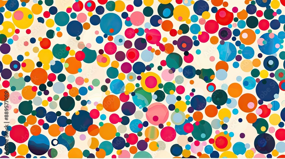 A colorful background featuring a pattern of polka dots in various sizes. A colorful background featuring a pattern of polka dots in various sizes.
