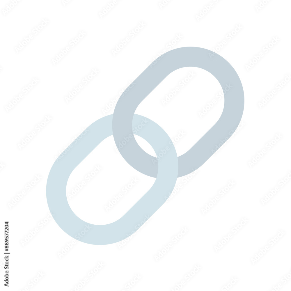 Two links of a silver chain link symbol sign icon linked Two links of a silver chain link symbol sign icon linked