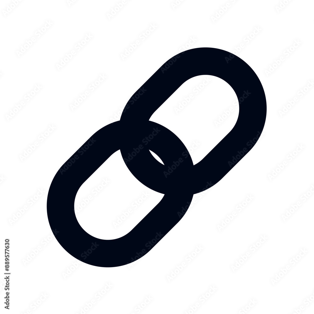 Two links of a silver chain link symbol sign icon linked Two links of a silver chain link symbol sign icon linked