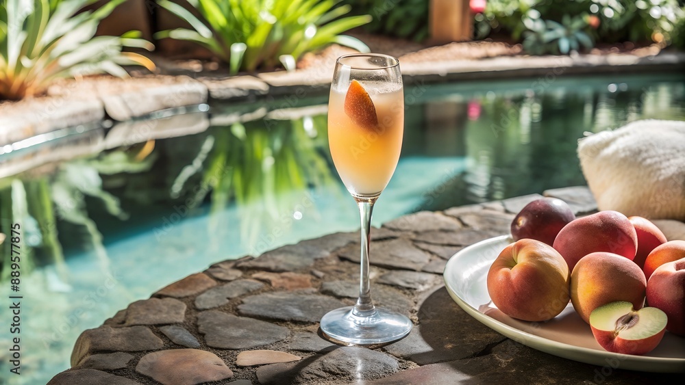 Fototapeta premium Bellini cocktail with peach.
