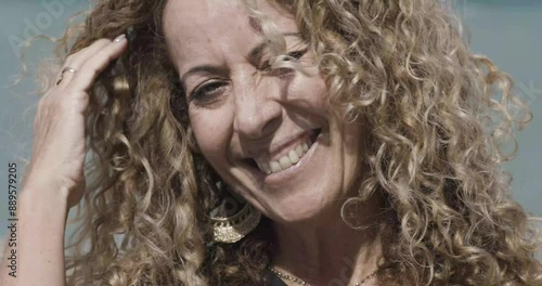 Smiling middle age woman close up portrait