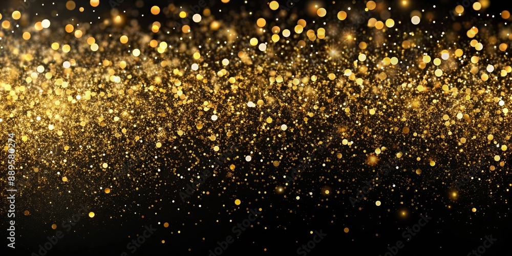 Abstract Gold Glitter and Bokeh on Black Background, glitter, bokeh, abstract, background Abstract Gold Glitter and Bokeh on Black Background, glitter, bokeh, abstract, background