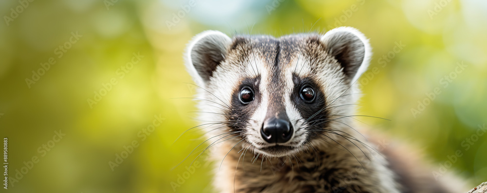 Fototapeta premium Close Up Portrait Of A Young Raccoon In A Natural Setting