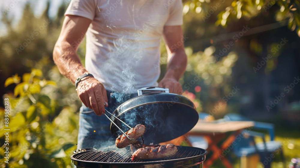 Fototapeta premium Man cooking on the grill.