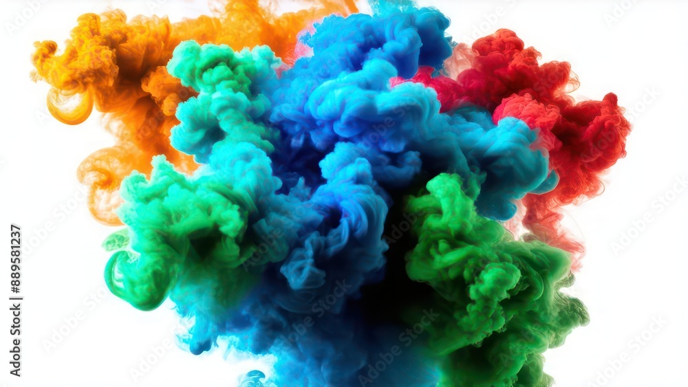 Multi-colored smoke on a white background Multi-colored smoke on a white background