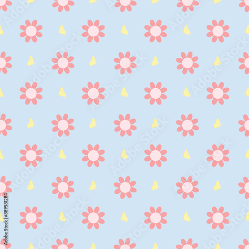 cute kawaii sweet pastel floral seamless pattern background