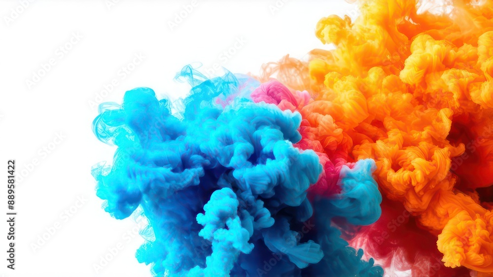 Multi-colored smoke on a white background Multi-colored smoke on a white background