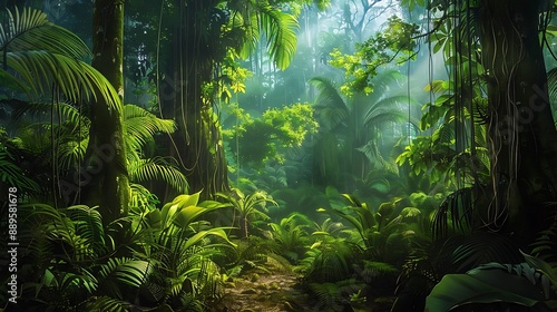 Sunlight Filtering Through the Jungle Canopy