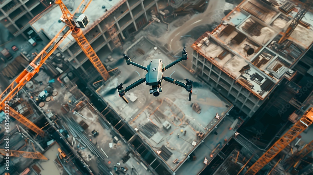 Drone Flying Over a Construction Site Drone Flying Over a Construction Site