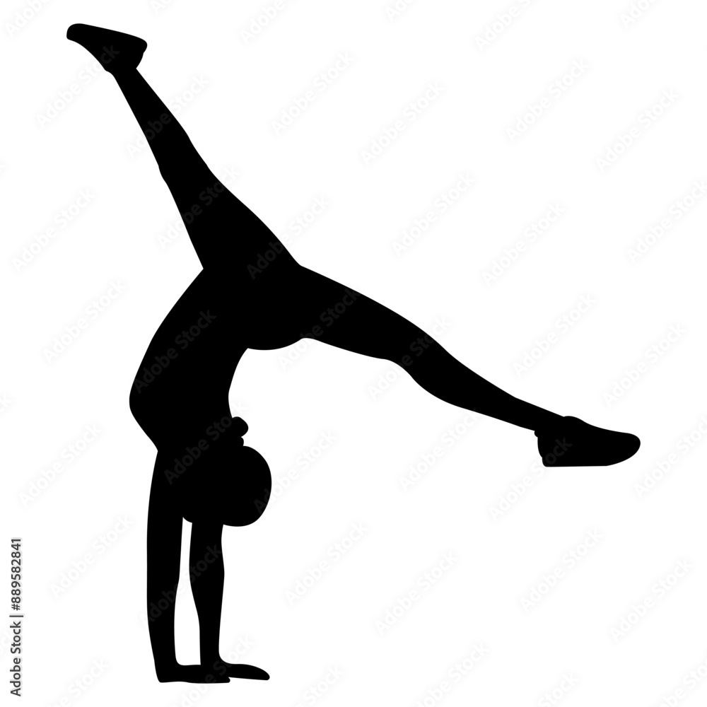 black vector silhouette of a gymnast doing a handstand black vector silhouette of a gymnast doing a handstand