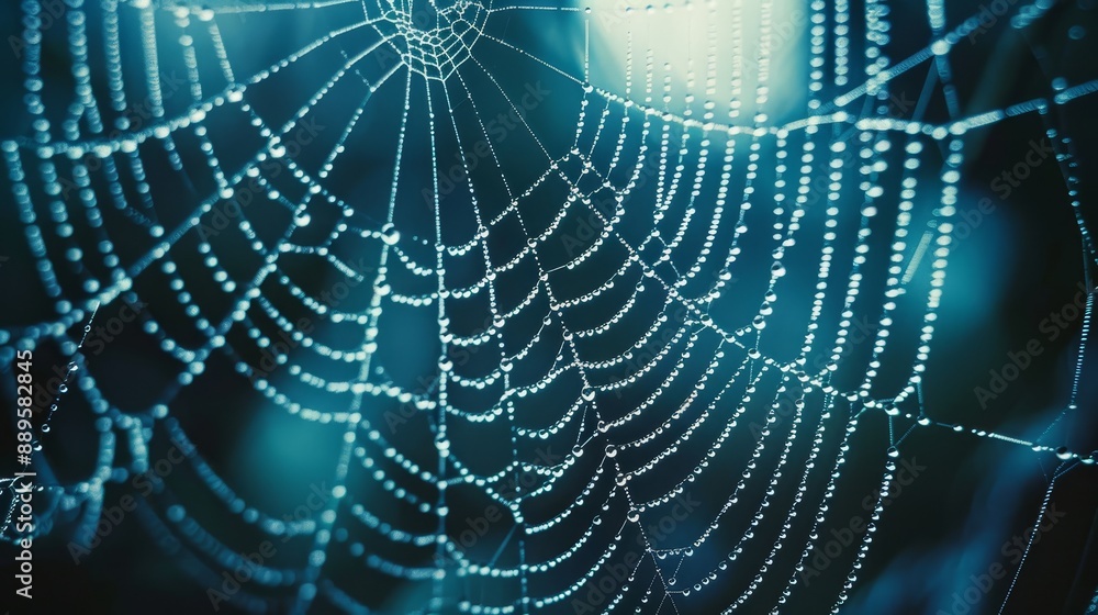 Macro shot of a spider's web with dew. Macro shot of a spider's web with dew.