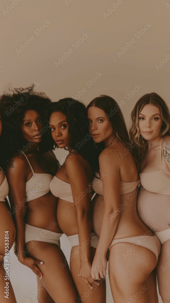 A group of women are posing for a photo A group of women are posing for a photo