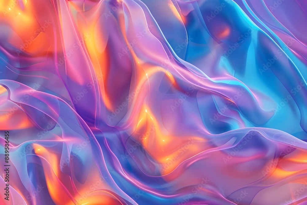 Obraz premium Mesmerizing Abstract Fluid Gradient Backdrop with Vibrant Hues of Blue Purple and Orange