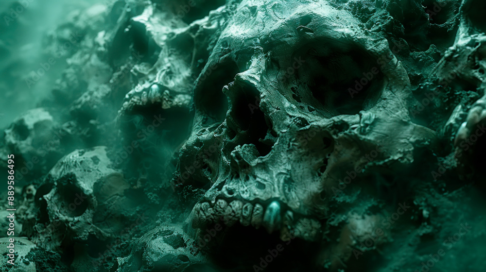 Human skull in smoke, sinister image Human skull in smoke, sinister image