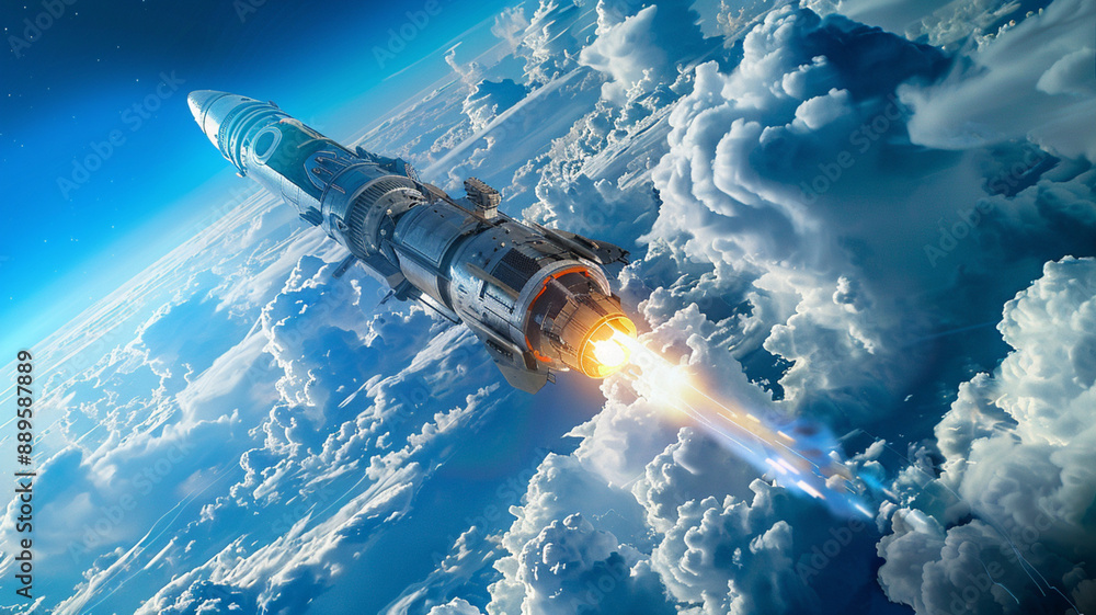 spaceship flying over the earth spaceship flying over the earth