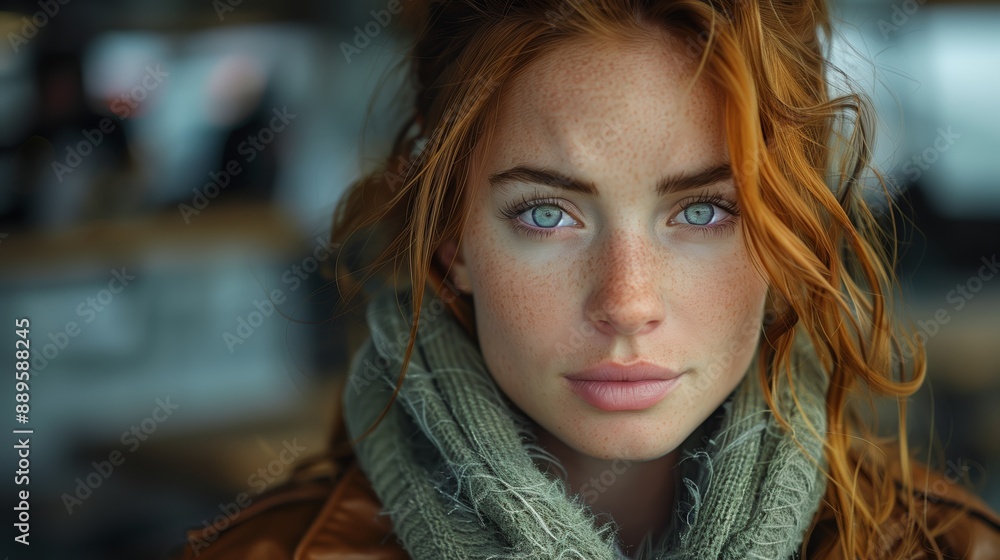 Close Up Portrait of a Young Woman With Red Hair and Blue Eyes Close Up Portrait of a Young Woman With Red Hair and Blue Eyes