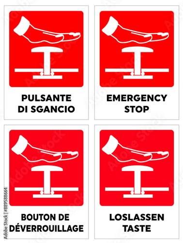 PULSANTE DI SGANCIO, segnale di arresto, Emergency stop, red