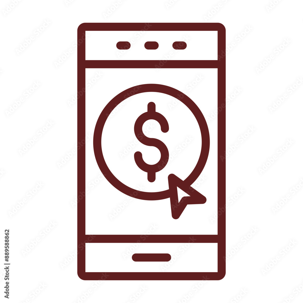 Mobile Vector Line Maroon Icon Design Mobile Vector Line Maroon Icon Design
