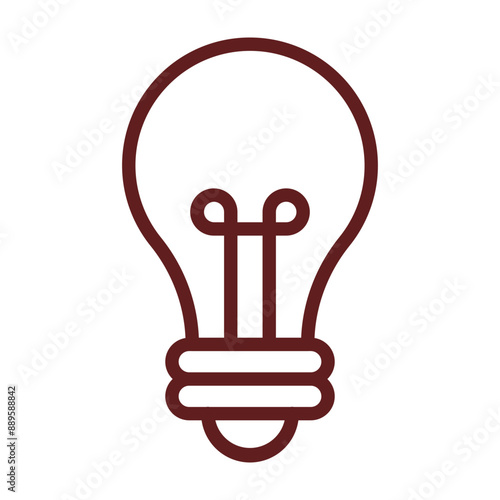  Bulb Vector Line Maroon Icon Design