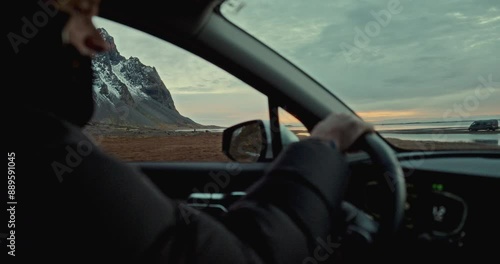Wallpaper Mural Man Driving Through Fields And Mountain Landscapes Torontodigital.ca