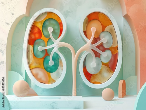 Lasting condition phase represented in a minimalist style, focusing on the kidney's role in maintaining overall health