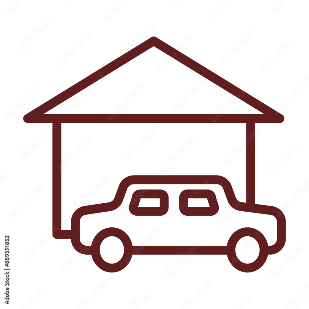 Homestays Vector Line Maroon Icon Design Homestays Vector Line Maroon Icon Design