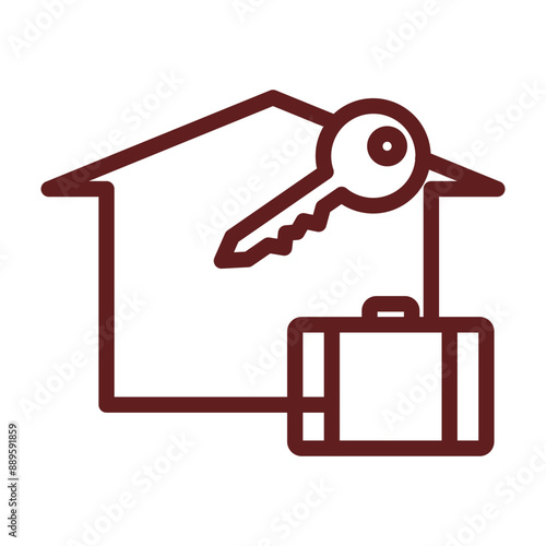 Vacation Rentals Vector Line Maroon Icon Design