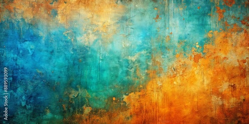 Abstract Watercolor Texture Blue and Orange Hues, Digital Art, Grunge Background, Abstract Painting, Watercolor, Digital Art, Texture