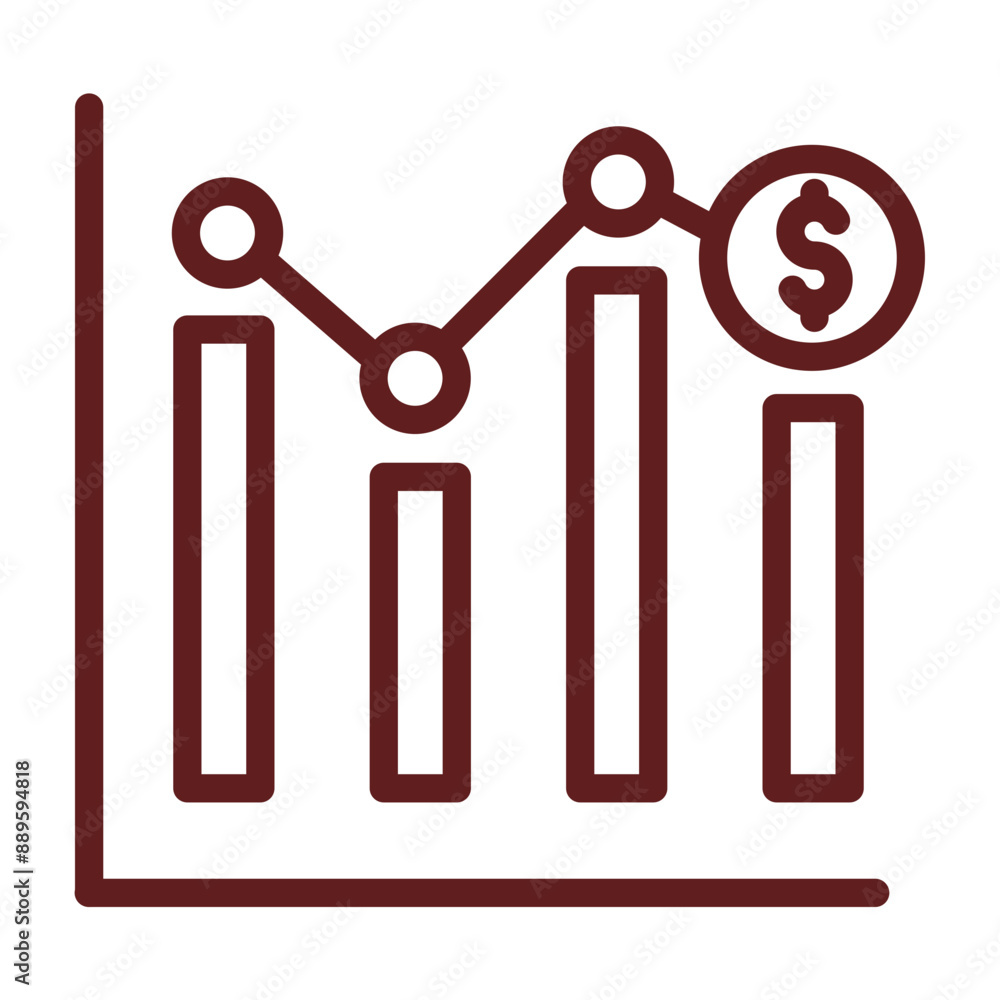 Financial Markets Vector Line Maroon Icon Design Financial Markets Vector Line Maroon Icon Design
