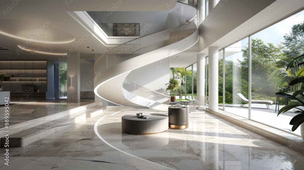 Fototapeta premium Virtual 3D images of buildings and interiors designed by architects