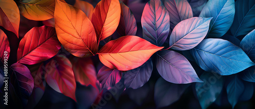 Wallpaper Mural Colorful leaves in vibrant abstract pattern Torontodigital.ca