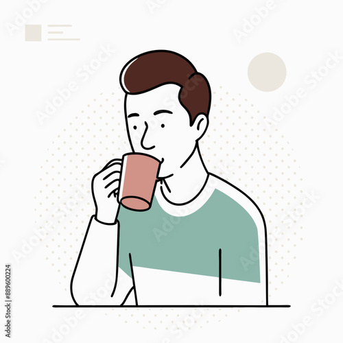 Man Drinking Coffee in Relaxed Setting