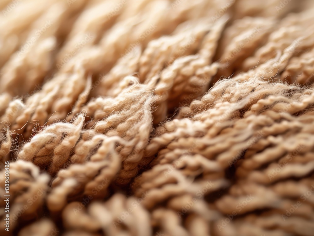 Close-up of soft beige yarn texture. Intricate woven fibers create a warm and fuzzy appearance, ideal for knitting and textile projects. Close-up of soft beige yarn texture. Intricate woven fibers create a warm and fuzzy appearance, ideal for knitting and textile projects.