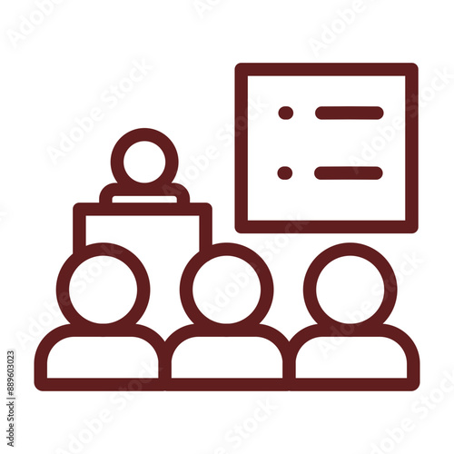 Online Seminars Vector Line Maroon Icon Design