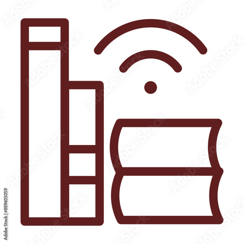 ELibrary Vector Line Maroon Icon Design