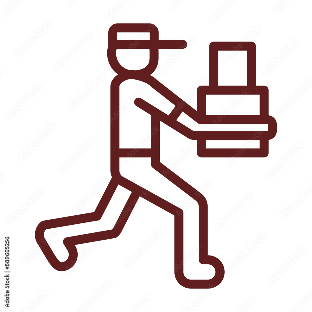 Delivery person Vector Line Maroon Icon Design Delivery person Vector Line Maroon Icon Design