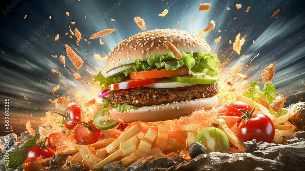 Burger and fries (Generative AI)
