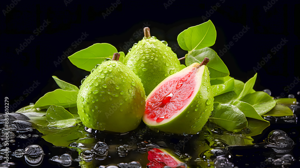 Guava against a black background (Generative AI)