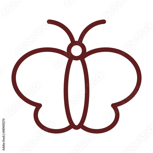butterfly Vector Line Maroon Icon Design
