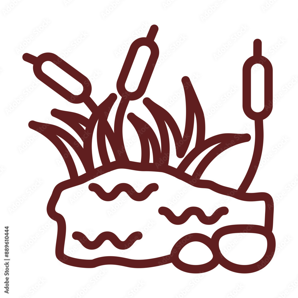 Obraz premium pond Vector Line Maroon Icon Design