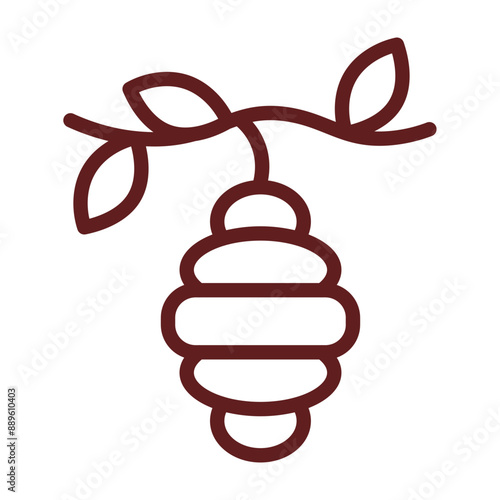 bee hive Vector Line Maroon Icon Design