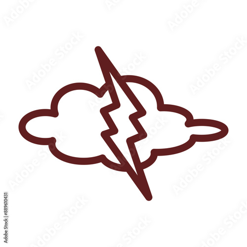 lightening Vector Line Maroon Icon Design