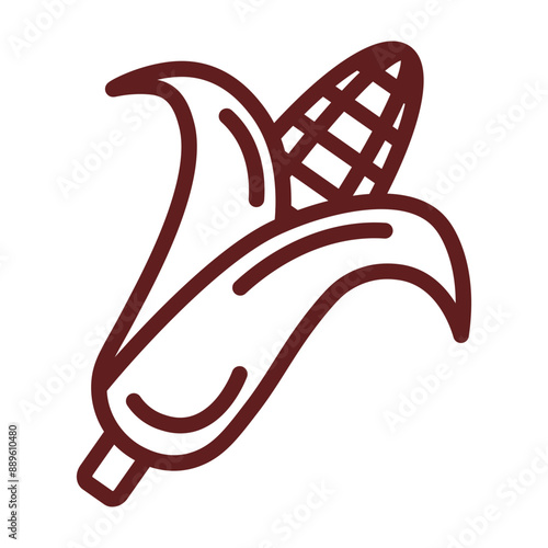 corn Vector Line Maroon Icon Design